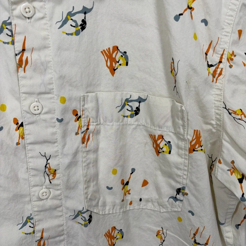 The North Face Baytrail Pattern Button Shirt Medium Ivory Cotton Short Sleeve